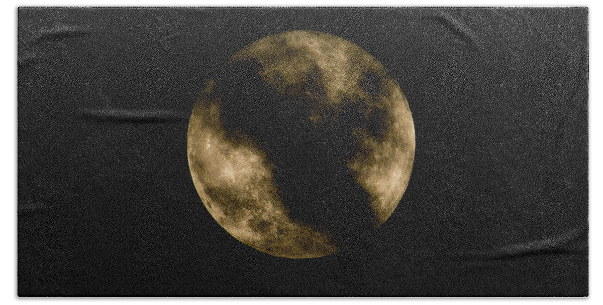 Photo Bath Towel featuring the photograph Harvest Moon with Cloud by Evan Foster
