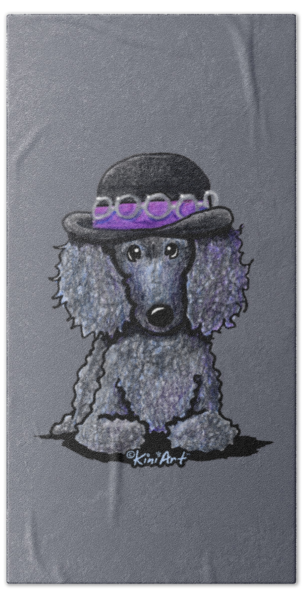 Poodle Hand Towel featuring the drawing Hats Off Series Poodle by Kim Niles aka KiniArt