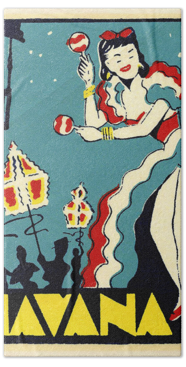 Cuba Bath Towel featuring the drawing Havana Cuba Decal by Unknown