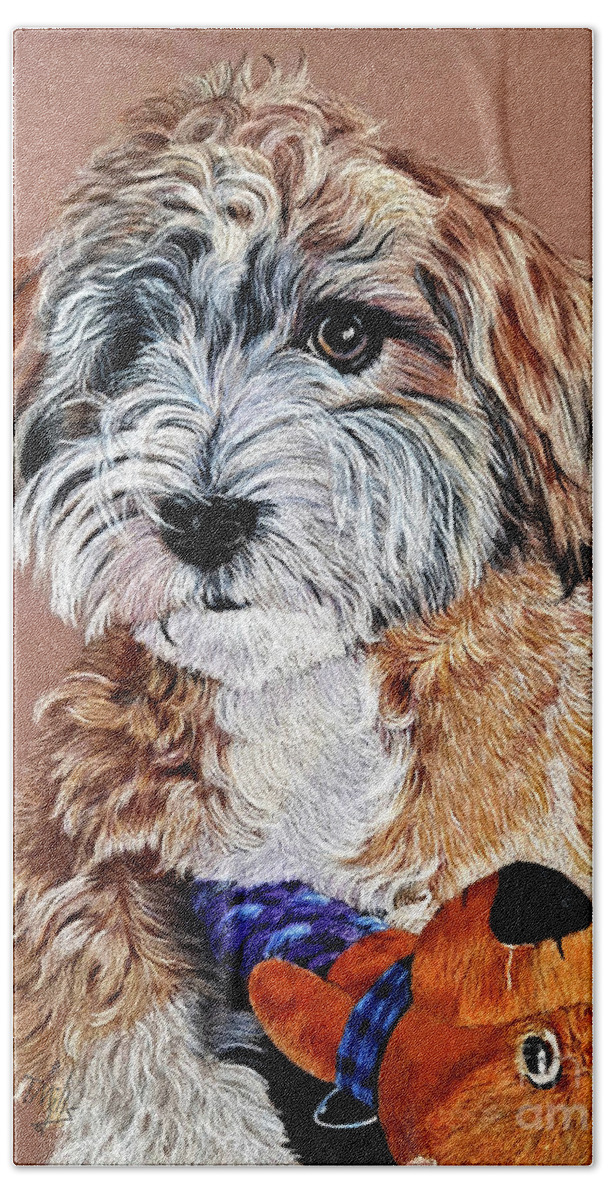 Canine Hand Towel featuring the drawing Havanese by Terri Mills