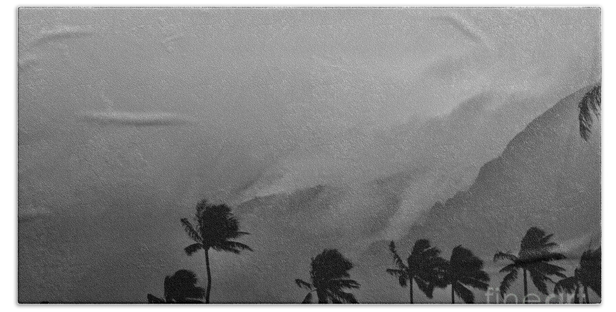 Oahu Bath Towel featuring the photograph Hawaiian Misty Mountains and Palms by Debra Banks
