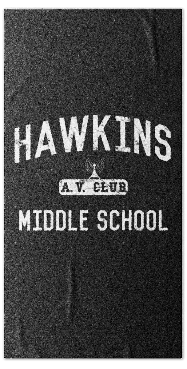 Funny Bath Towel featuring the digital art Hawkins Middle School Av Club by Flippin Sweet Gear