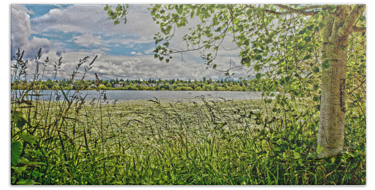 Hdr Bath Towel featuring the photograph HDR Minnesota Lake by Matthew Bamberg