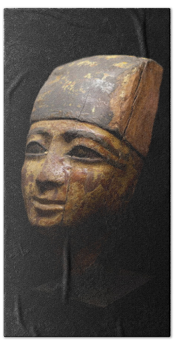 Old Egyptian Bust Bath Towel featuring the photograph Head of Pharaoh by Karine GADRE