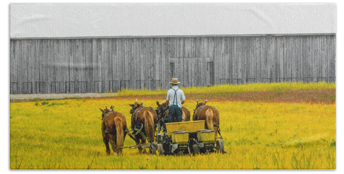 Farm Bath Towel featuring the photograph Heading In by Addison Likins