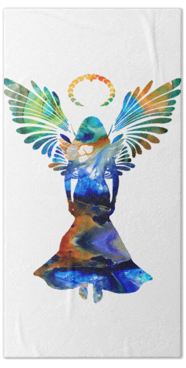 Guardian Hand Towel featuring the painting Healing Angel - Spiritual Art Painting by Sharon Cummings