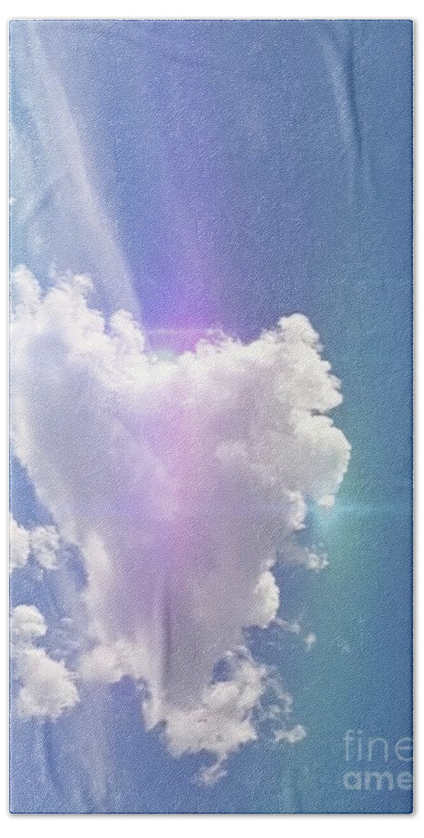 Heart Bath Towel featuring the digital art Heart Cloud Colorado by Marlene Besso