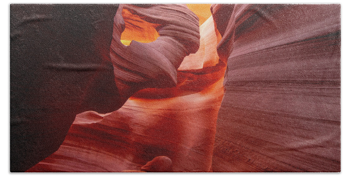 Antelope Canyon Bath Towel featuring the photograph Heart of Antelope Canyon by Wesley Aston
