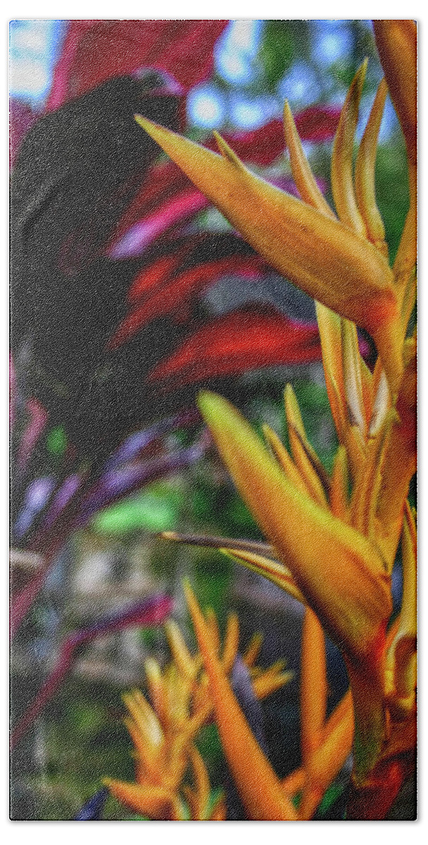 Yellow Bath Towel featuring the photograph Heliconia by Gene Taylor