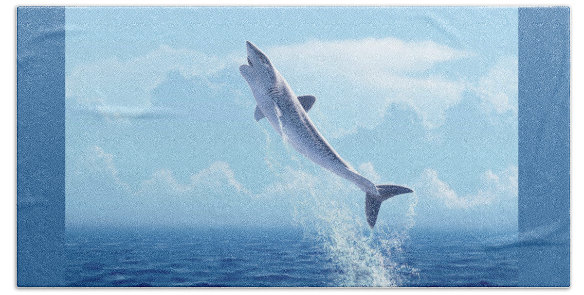 Helicoprion Bath Towel featuring the digital art Helicoprion breaching by Julius Csotonyi