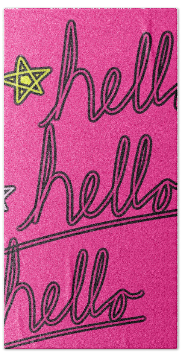 Hi Bath Towel featuring the digital art Hello Hello Hello by Ashley Rice