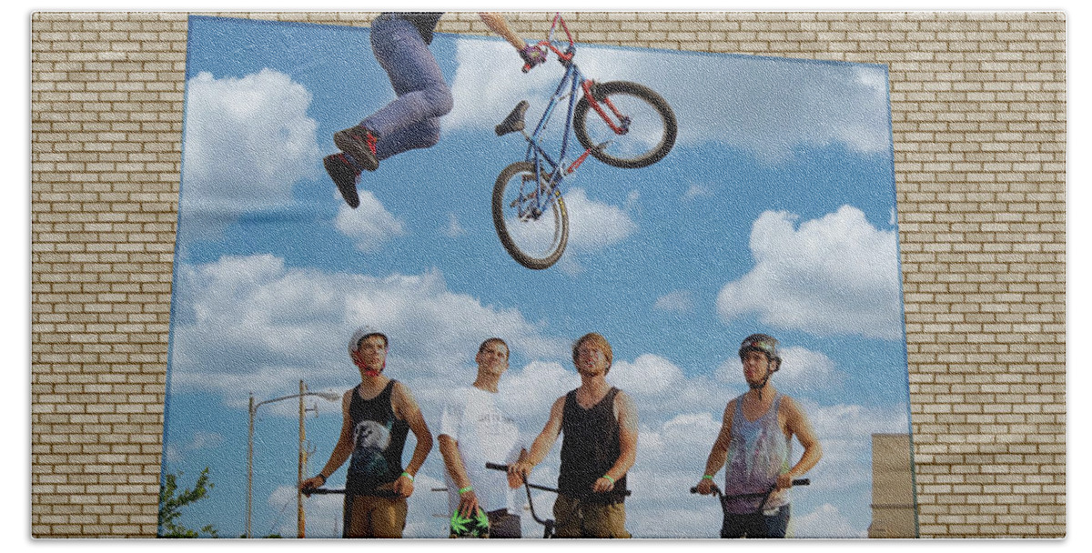 Bikes Bath Towel featuring the photograph High Flying Out Of Frame by Scott Olsen