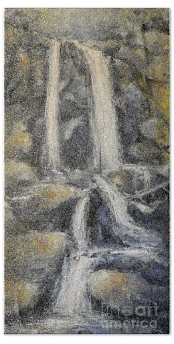 Waterfall Bath Towel featuring the painting High Shoals Falls by Dan Campbell