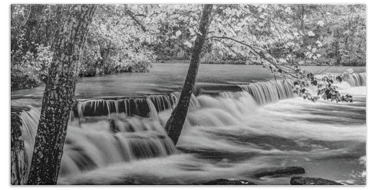 Natural Dam Falls Hand Towel featuring the photograph High Water at Natural Dam Falls Infrared Panorama by Gregory Ballos
