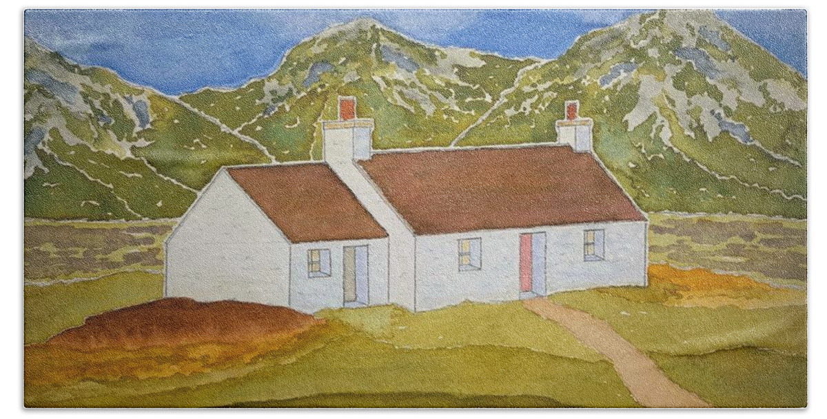 Watercolor Bath Towel featuring the painting Highland Home by John Klobucher