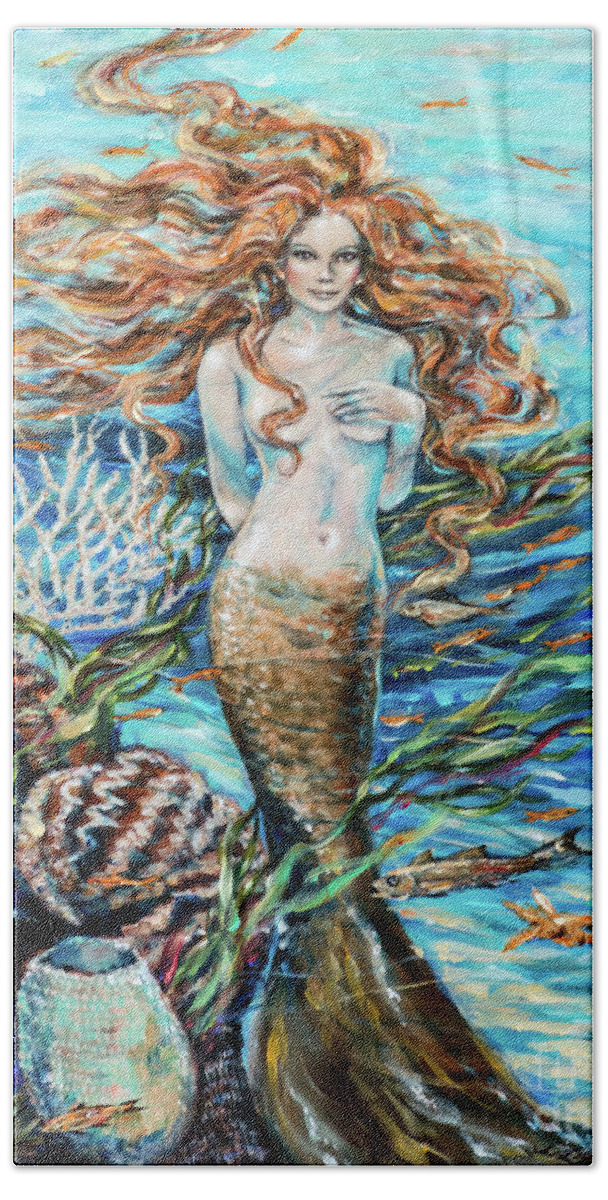 Mermaid Bath Towel featuring the painting Highland Mermaid by Linda Olsen