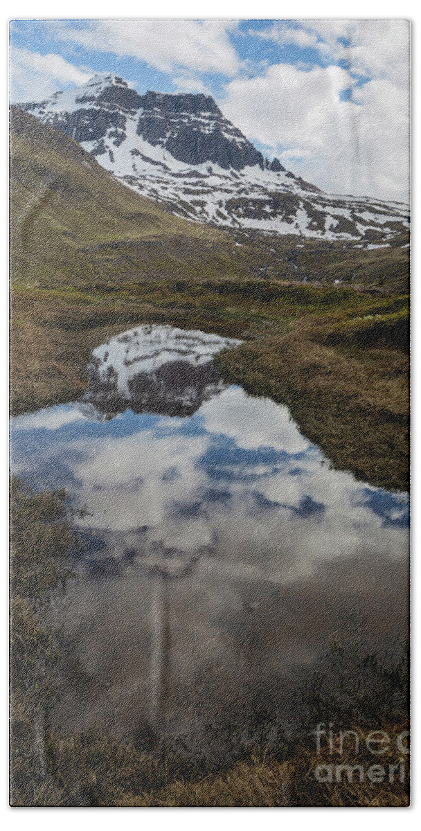 Reflections Bath Towel featuring the photograph Hiking in the Eastfjords,Iceland by Eva Lechner