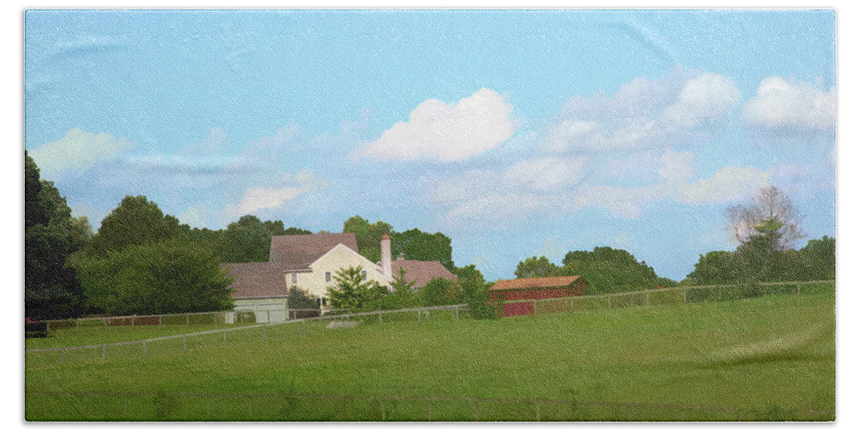 Farm House Hand Towel featuring the photograph Hilltop Road by Steve Ladner