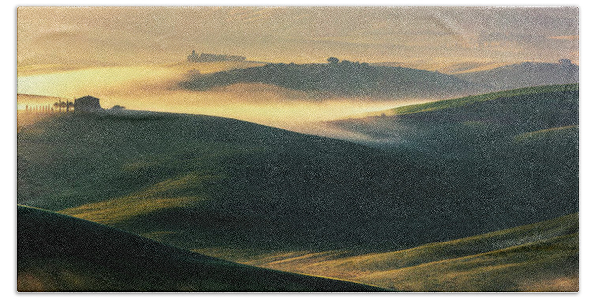 Italy Hand Towel featuring the photograph Hilly Tuscany Valley by Evgeni Dinev