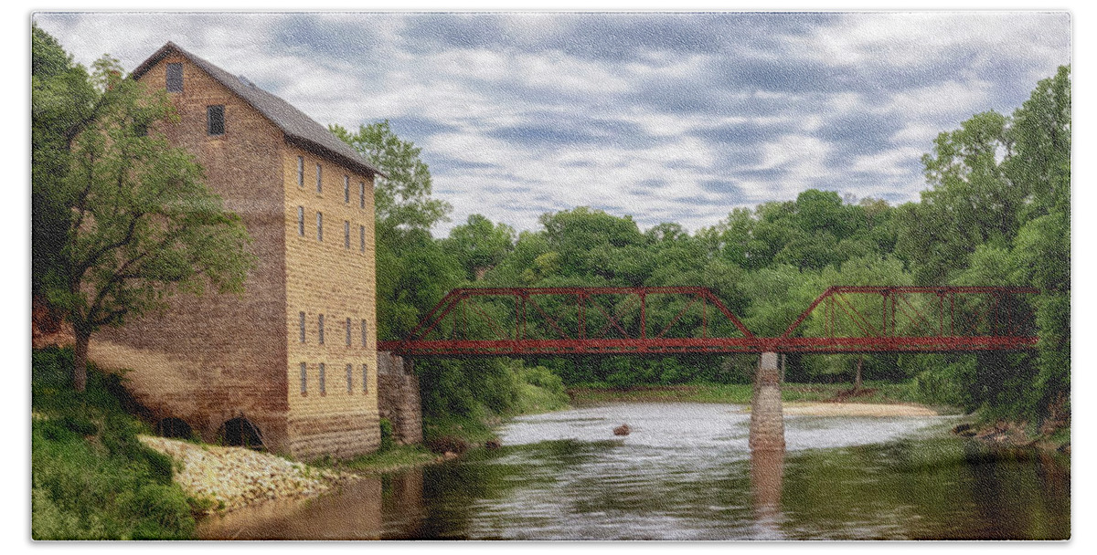 Iowa Bath Towel featuring the photograph Historic Motor Mill - Iowa by Susan Rissi Tregoning