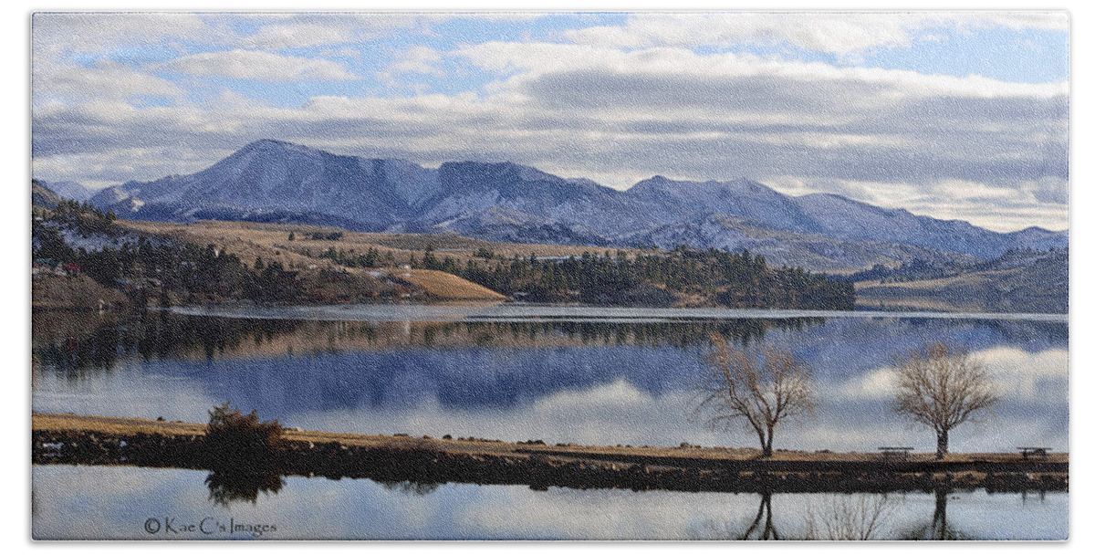 Lake Hand Towel featuring the photograph Holter Lake and Distant Mountain Peaks by Kae Cheatham