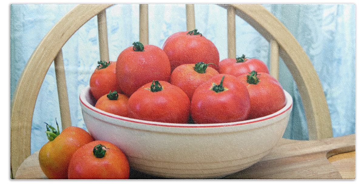 Food Hand Towel featuring the photograph Home Grown Tomatoes by Thomas Firak