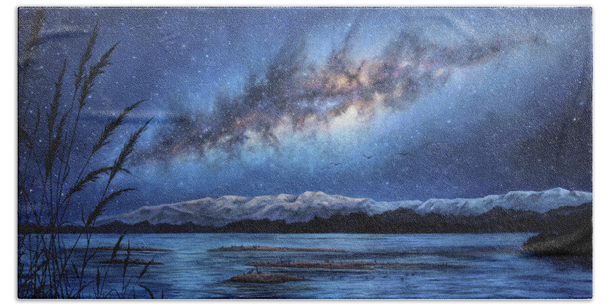 Milky Way Bath Towel featuring the painting Home by Lucy West