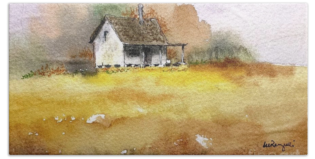 Watercolor Hand Towel featuring the painting Home Place by William Renzulli