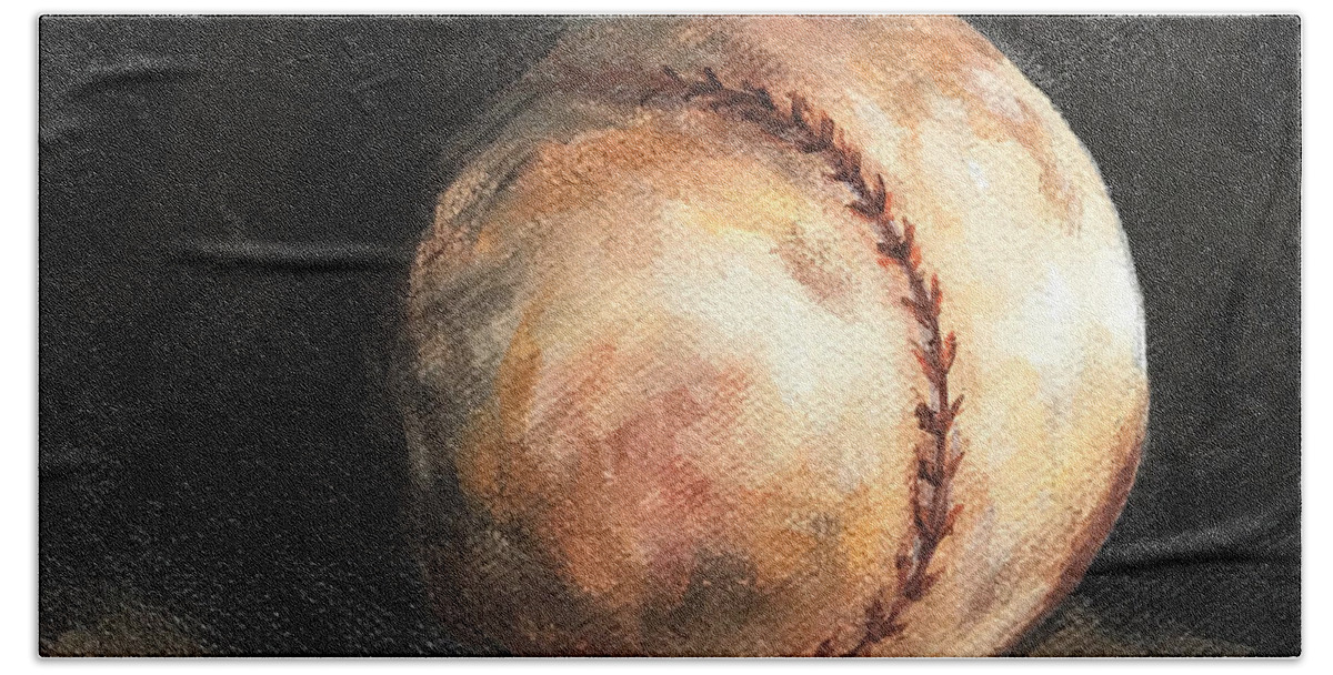 Baseball Bath Towel featuring the painting Home Run II by Torrie Smiley