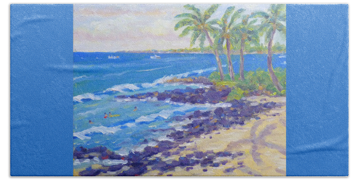 Hawaii Bath Towel featuring the painting Honl's Beach by Stan Chraminski