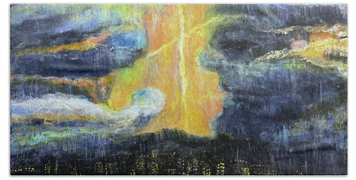 Horizon & Horizon Ridge Henderson Hand Towel featuring the painting A Rain Storm of Love by Bonnie Marie