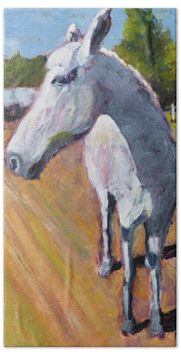 Horse Bath Towel featuring the painting Horse at Inavale by Mike Bergen