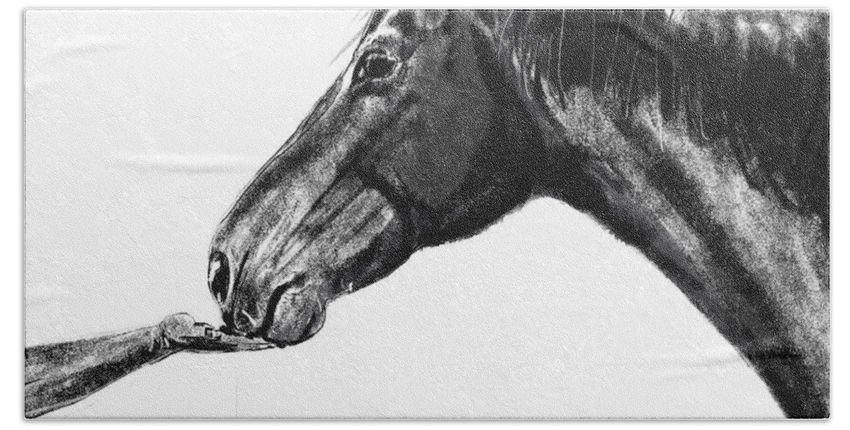Horse Max By Go Van Kampen Bath Towel featuring the painting Horse Max by Go Van Kampen