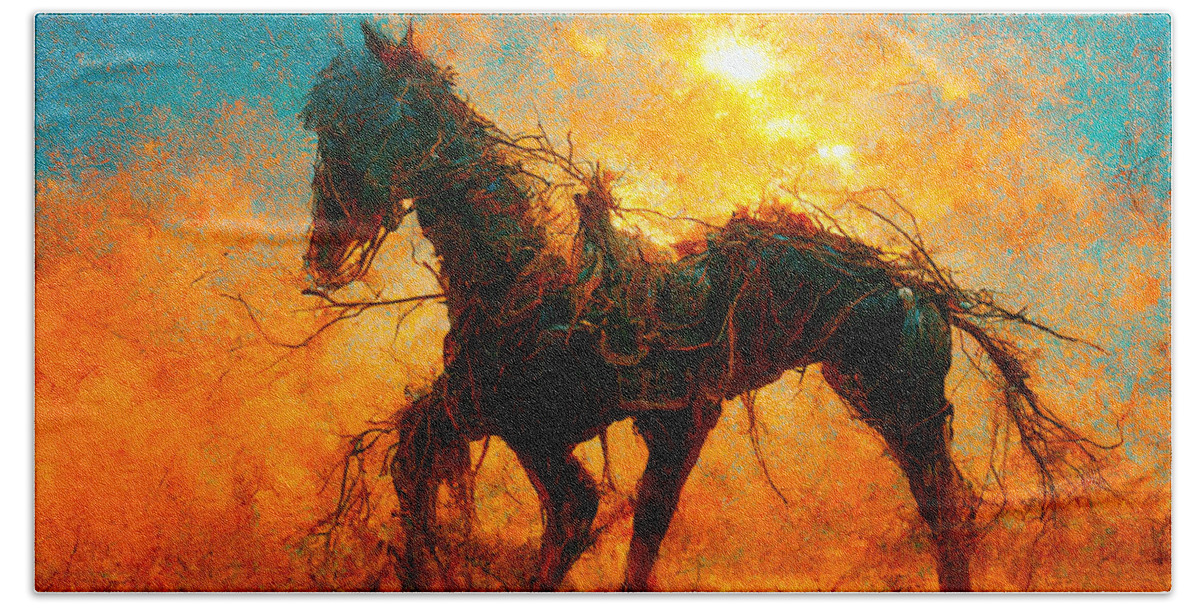 Horse Hand Towel featuring the digital art Horses #1 by Craig Boehman
