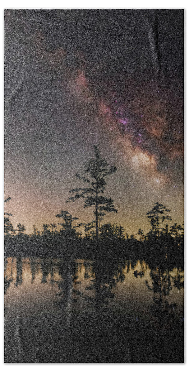 Nightscape Hand Towel featuring the photograph Horseshoe Lake by Grant Twiss