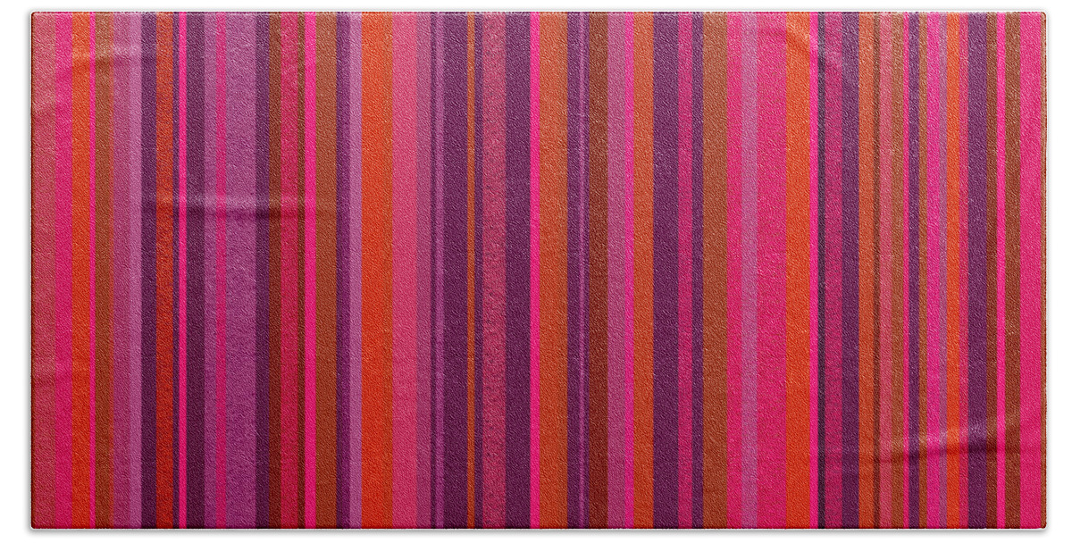 Hot Pink And Orange Stripes Bath Towel featuring the digital art Hot Pink and Orange Stripes by Val Arie