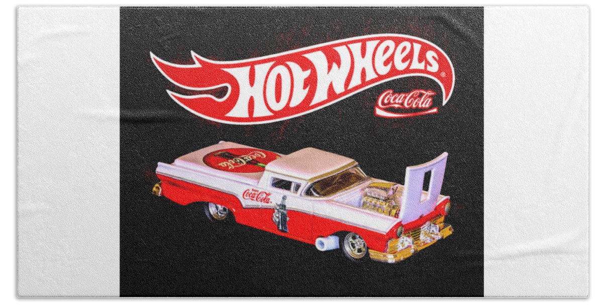 White Bath Towel featuring the photograph  Hot Wheels Coca Cola 57 Ford Ranchero 4 by James Sage