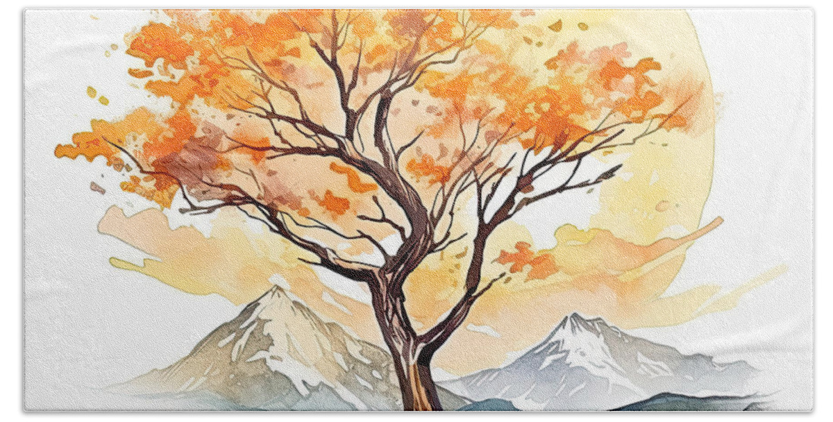 Four Seasons Bath Towel featuring the painting Hours Of Autumn - Fall Art by Lourry Legarde