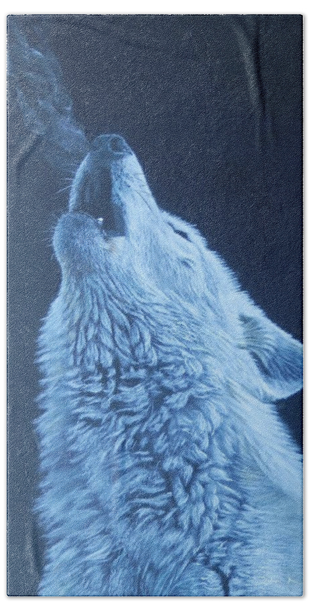 Wolf Bath Towel featuring the painting Howling Wolf by John Neeve