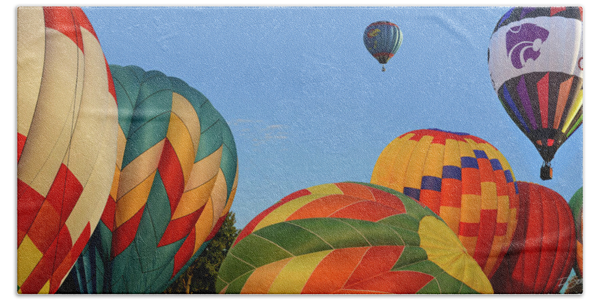 Hot Air Balloons Hand Towel featuring the photograph Huff and Puff Balloons by Rod Seel