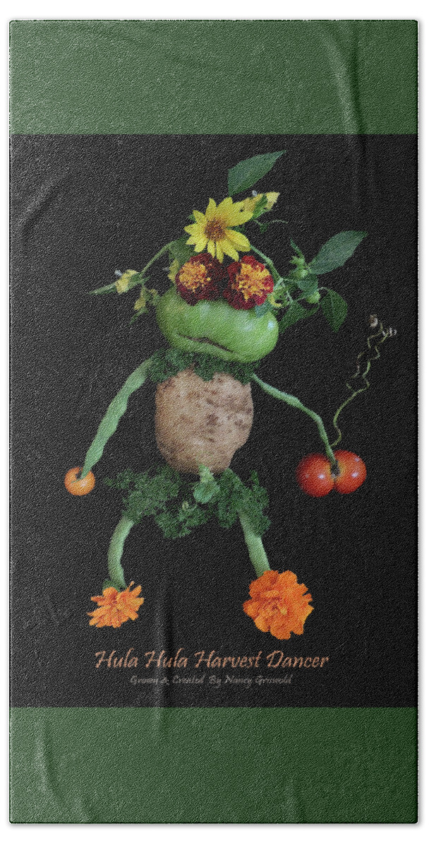 Vegetables Hand Towel featuring the photograph Hula Hula Harvest Frog Vegetable Art by Nancy Griswold