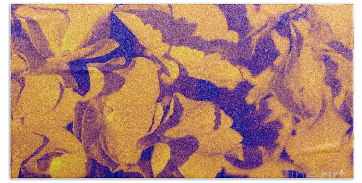Hydrangea Abstract Bath Towel featuring the photograph Hydrangea Abstract Gold Duotone by Eddie Barron