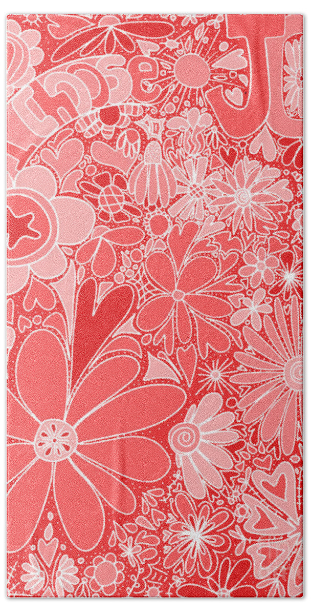 I Choose Joy Line Art Hand Towel featuring the digital art I Choose Joy - Colorful Pink Line Art by Patricia Awapara