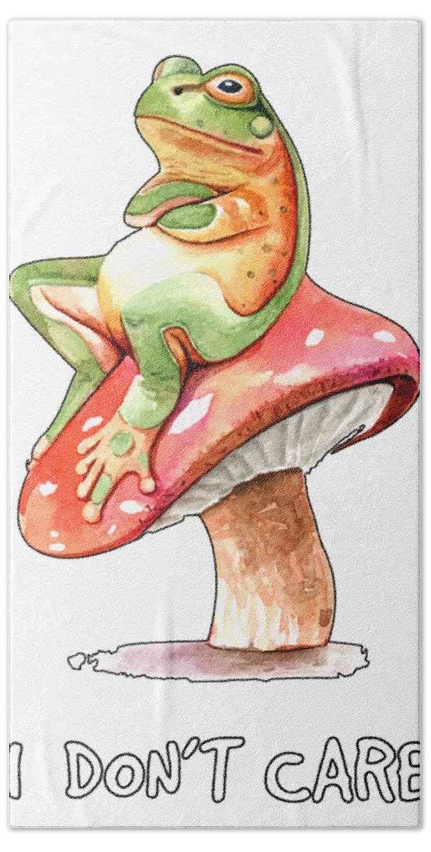 Frog Bath Towel featuring the painting I Dont Care by Miki De Goodaboom