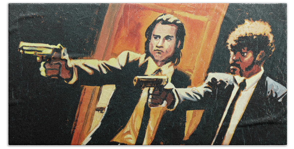 Pulp Hand Towel featuring the painting I Double Dare You by Sv Bell