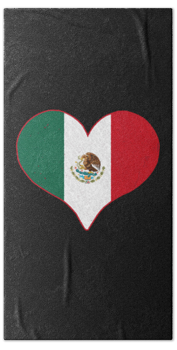 Funny Hand Towel featuring the digital art I Heart Mexico Flag by Flippin Sweet Gear