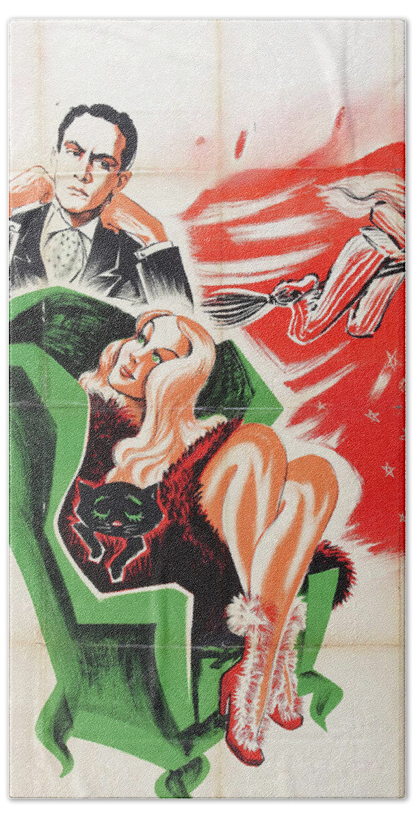 Married Hand Towel featuring the painting ''I Married a Witch'', 1942, movie poster painting by Seguin by Movie World Posters