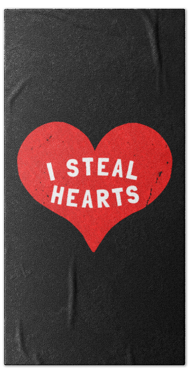 Funny Bath Towel featuring the digital art I Steal Hearts Valentines Day by Flippin Sweet Gear