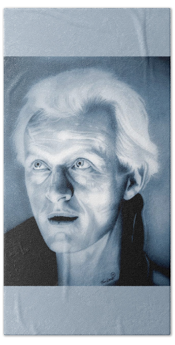 Rutger Hauer Bath Towel featuring the drawing I Want More Life - Roy Batty - Blade Runner by Fred Larucci