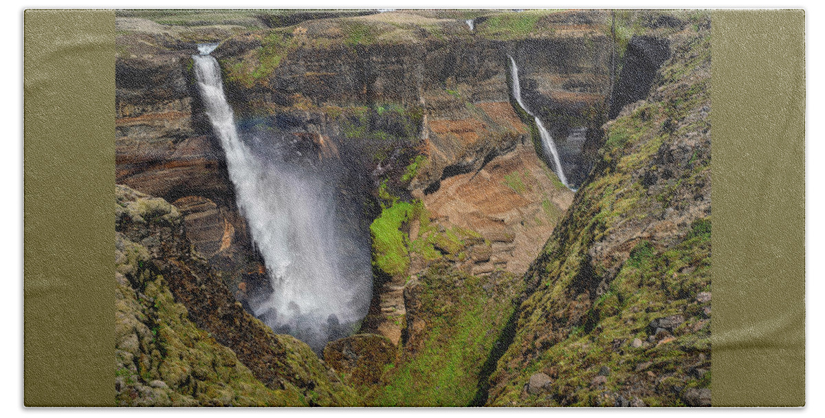 Iceland Bath Towel featuring the photograph Iceland - Haifoss by Olivier Parent